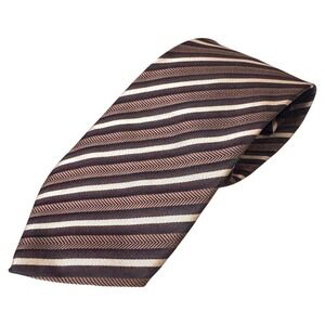 GUCCI Italy Striped Brown Beige Silk Necktie Men's‎ Designer Fashion
